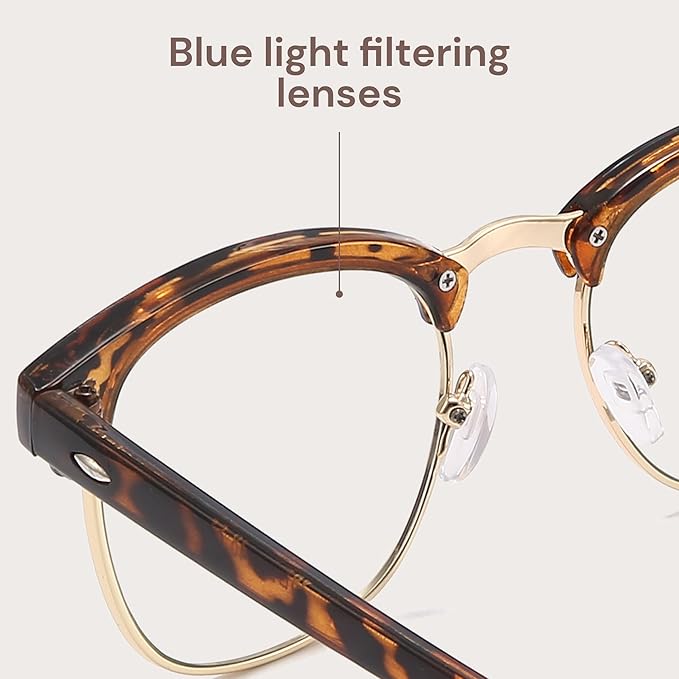 racico Blue Light Glasses for Men – Computer Gaming Blocking Glasses Anti Eyestrain, UV Clear Lens, Vintage Blue Blockers