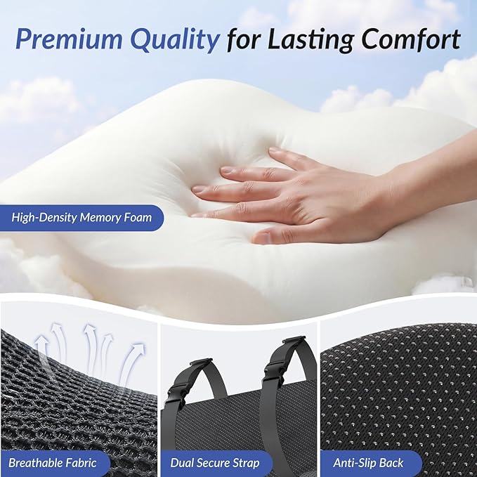 ZIKEE Adjustable Lumbar Support Pillow for Office Chair with Sliding Design for Precise Pain Relief & Support, Ergonomic Lumbar Pillow Improves Posture, Back Support Pillow for Office, Car, Home