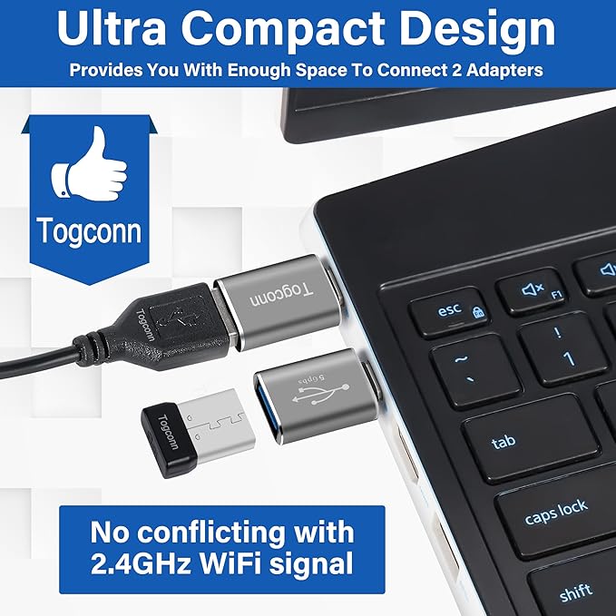 USB-C to USB A Adapter (10 Pack), [Slim Design, Side-by-Side Use] USB Type-C to A OTG Converter, USB C (Male) to USB A 2.0 (Female) Connector for MacBook Pro, iPhone 15, iPad Pro, Galaxy S23, Dell XPS