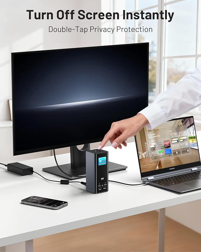 Selore Triple Monitor Docking Station for MacBook, 4K@60Hz USB-C Dock 3 Displays with 3HDMI+2DP, 10Gbps USB, 2.5G Ethernet & 150W PD + Phone Charging, Compatible with Dell/HP/Lenovo (Driver Required)