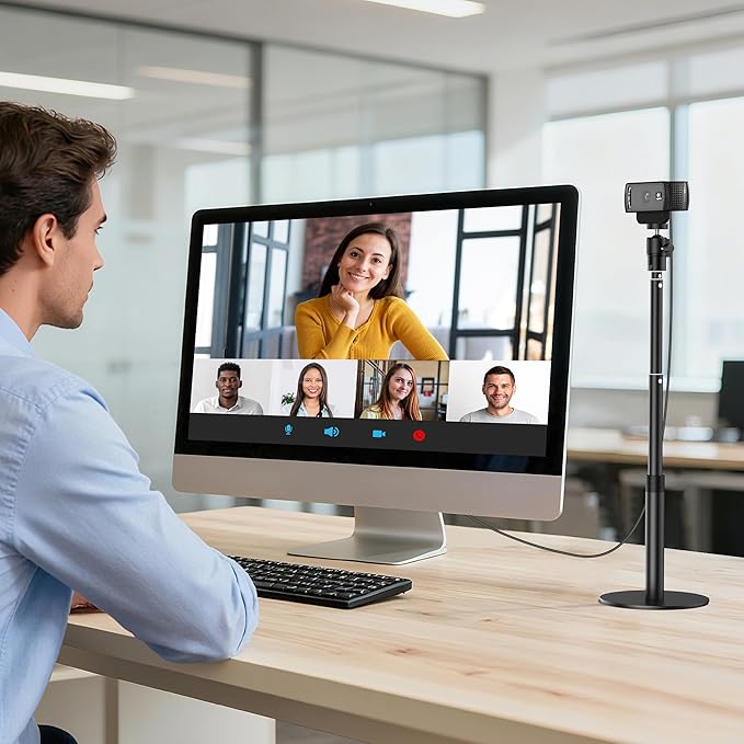InnoGear Webcam Stand, 31" Telescopic Webcam Mount Vlogging Stick with Phone Holder Web Cam Stand for Logitech Webcam C922 C930e C920S C920 C615 C960 C920x BRIO 4K NexiGo N60, Phones, Cameras