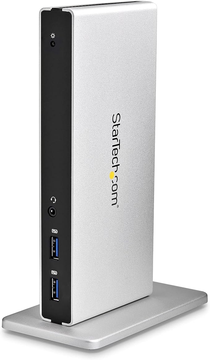 StarTech.com Dual Monitor USB 3.0 Docking Station w/ DVI to VGA & HDMI Adapters, 5x USB 3.0 & Audio - Vertical DVI Dock for Mac & Windows (USB3SDOCKDD)