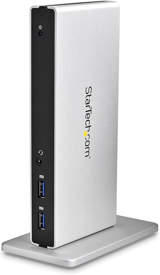 StarTech.com Dual Monitor USB 3.0 Docking Station w/ DVI to VGA & HDMI Adapters, 5x USB 3.0 & Audio - Vertical DVI Dock for Mac & Windows (USB3SDOCKDD)