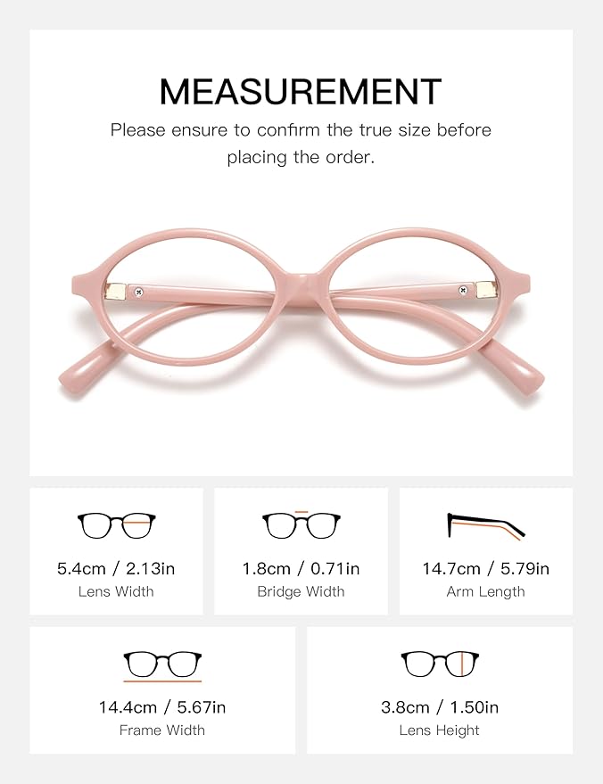 Slocyclub 2 pack Fashion Oval Glasses for Women Men Vintage Oval Small Frame Eyeglasses Retro Blue Light Blocking Glasses, Black and Pink