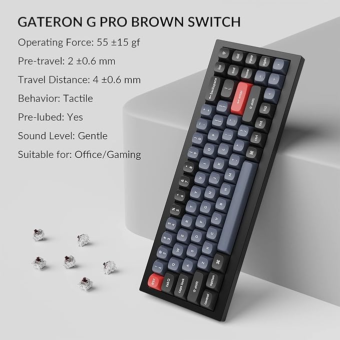 Keychron Q7 Wired Custom Mechanical Keyboard, 70% Layout QMK/VIA Programmable Macro with Hot-swappable Gateron G Pro Brown Switch Double Gasket Compatible with Mac Windows Linux (Black - New)