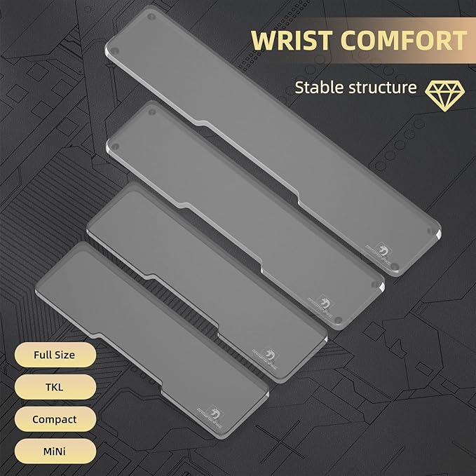 SELORSS Acrylic Keyboard Wrist Rest - TENKEYLESS (TKL) 80% Keyboard- Mechanical Keyboards Ergonomic Palm Rest for Computer Keyboard,Anti-Slip Base,Wrist Pad for Laptop,Office & Home-Easy Typing