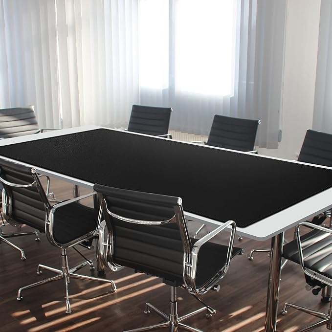 Cacoy 74.8" x 35.4" Leather Desk Mat, Office Conference Table Mat, Huge Gaming Mousepad, Waterproof Meeting Table Desk Pad for Office Conference Room and Home, Black