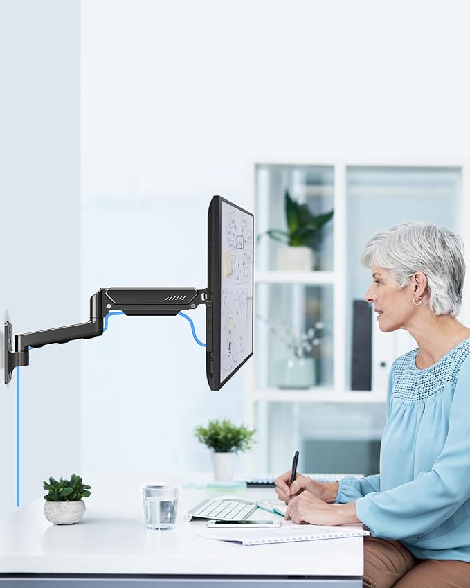 MOUNTUP Single Monitor Wall Mount for Max 32 Inch Computer Screen, Fully Adjustable Monitor Arm, Wall Mount Monitors Holder Support 4.4-19.8lbs Display, VESA Bracket Fit 75x75mm, 100x100mm (Pack of 2)