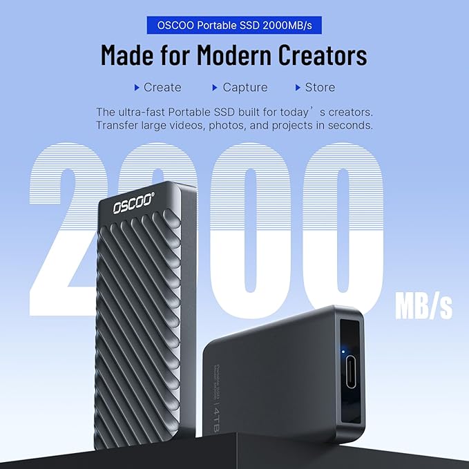 512GB External Hard Drive, Up to 2100MB/s, USB 3.2 Gen 2 Portable SSD, External Solid State Drive for Mac, Windows PC, Laptops, Gaming, iPhone — Ideal for File Backup, Content Creators & Videographers