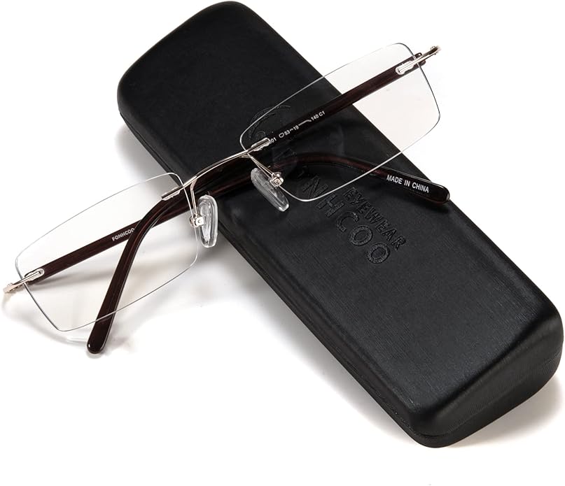 FONHCOO Blue Light Blocking Glasses Anti Blue Ray Unisex Lightweight Rimless Frameless Rectangle Computer Gaming Glasses