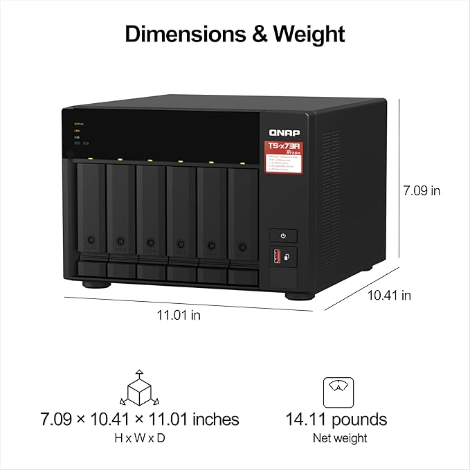 QNAP TS-673A-8G 6 Bay High-Performance NAS with 2 x 2.5GbE Ports and Two PCIe Gen3 Slots