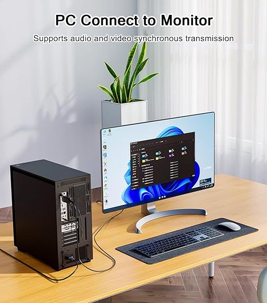VGA to HDMI Adapter Cable 6FT, Uni-Directional VGA (Source) to HDMI (Display) Cable with Audio & USB Power, 1080P@60Hz Display Cord from Desktop PC Laptop to TV Monitor Projector