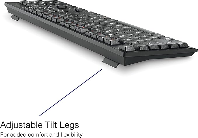 Verbatim Slimline Wireless Keyboard and Mouse Combo 2.4GHz USB Plug-and-Play Numeric Keypad Adjustable Tilt Legs Optical Wireless Mouse Full-Size Computer Keyboard Compatible with PC, Laptop 70741