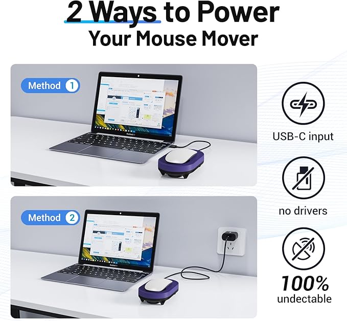 HONKID Undetectable Mouse Mover Jiggler with ON/Off Switch and USB Port Drive-Free,Simulate Physical Automatically Mouse Movement,Prevent Computer Laptop Inactive/Lockdown (Purple)