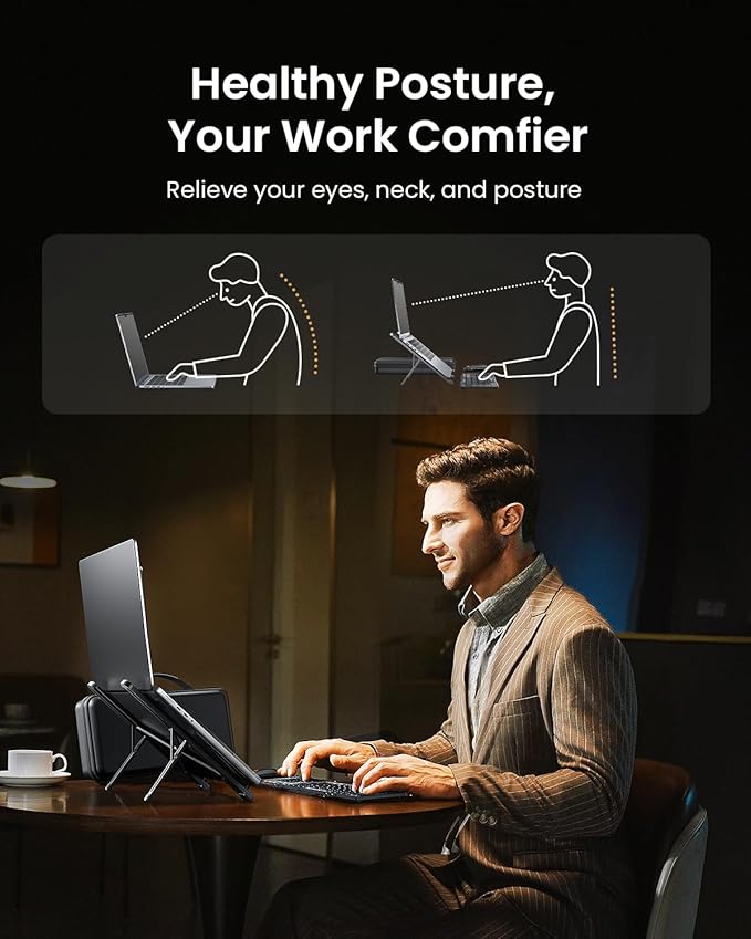 ProtoArc Foldable Keyboard Mouse Combo, XKM01 CaseUp Portable Bluetooth Keyboard and Mouse with Laptop Stand, a Mobile Work Solution for On-The-Go, Compatible with Laptop PC MacBook Windows Mac OS