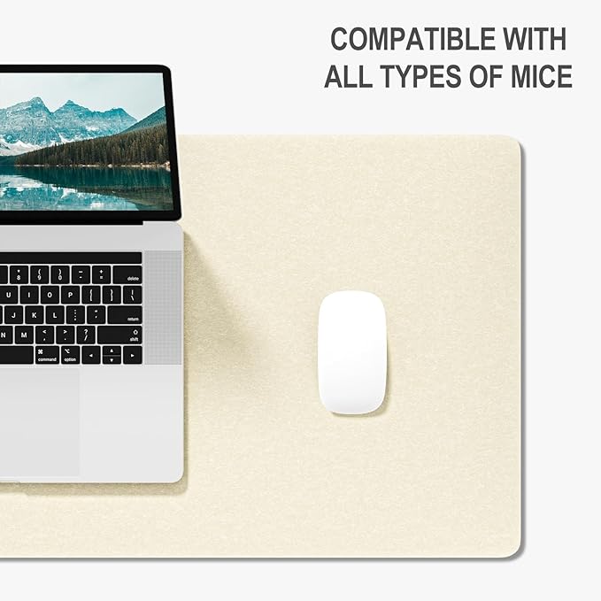 Auhoahsil Felt Desk Mat, Minimalist Large Mouse Pad XL 31.5 x 11.8 in, Desk Matt for Desktop, Keyboard, Laptop, Computer, Office, Work from Home, Gaming, Beige