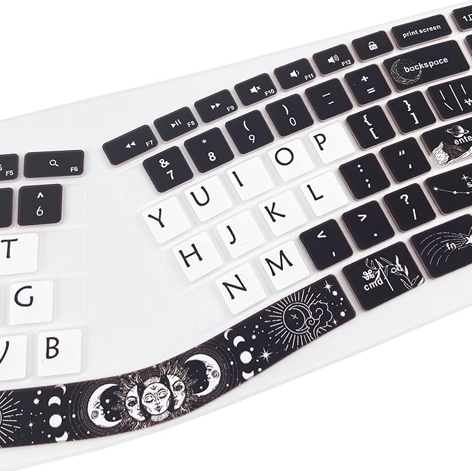 Cute Silicone Keyboard Cover for Logitech Ergo K860 Ergonomic Keyboard, US Layou, Sun and Moon