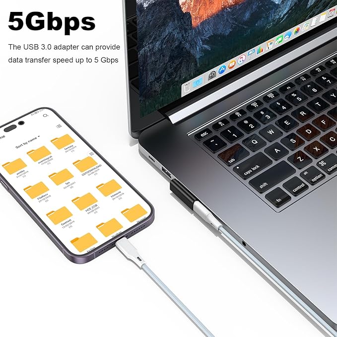AreMe 90 Degree USB to USB C Adapter 4 Pack, Up and Down Angle, Left and Right Angle Type C Female to A Male Converter Extender for PC, Laptop, USB A Charger, Power Bank and More (Black)