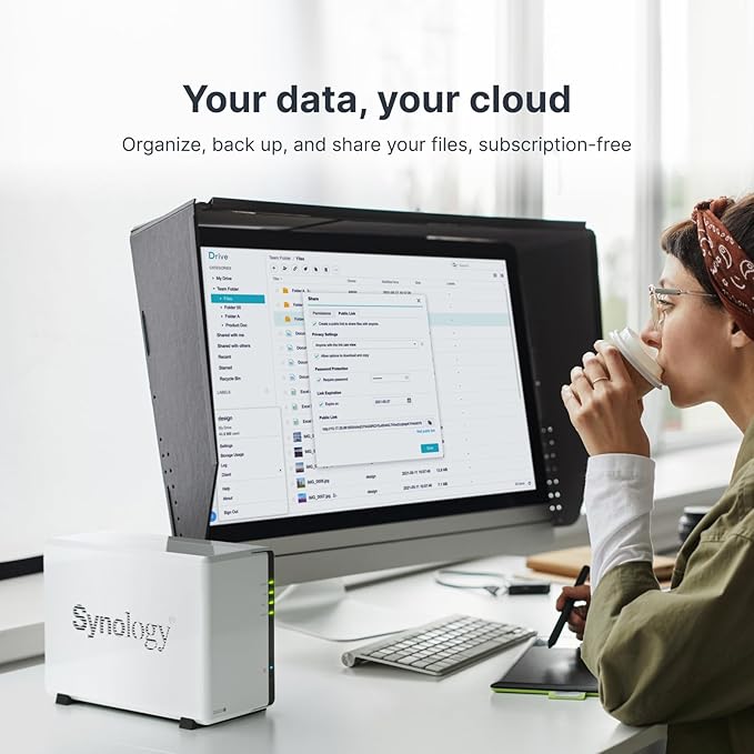 Synology DS223j 2-Bay Diskstation NAS (Realtek RTD1619B 4-Core 1.7 GHz 1GB DDR4 Ram 1xRJ-45 1GbE LAN-Port) 8TB Bundle with 2X 4TB Seagate IronWolf