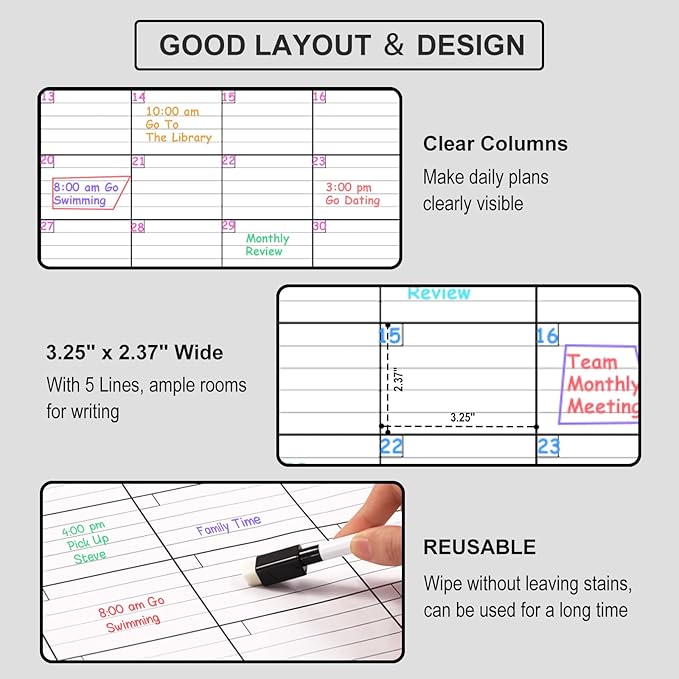 Large Dry Erase Calendar for Wall - 3 Month Vertical Wall Calendar, Reusable Quarterly Calendar Planner Undated, 27.8" x 41" Laminated Whiteboard