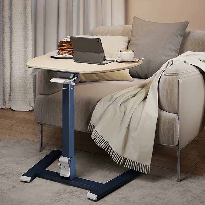 ROMOON Foldable Standing Desk with No-Assembly Design, Rolling Height-Adjustable Sit-Stand Table with Wheels, Space-Saving Portable Laptop Cart for Home Office and Small Space (Oat Yellow)
