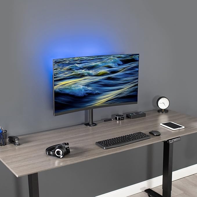 VIVO Single 13 to 38 inch LCD Monitor Heavy Duty Desk Mount Stand, Holds 1 Standard to Ultrawide Screen up to 38 inches, STAND-V001C