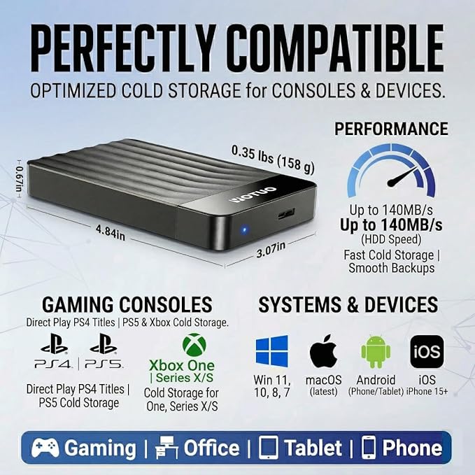 Portable External Hard Drive Storage Expansion Mobile HDD USB 3.0 USB-C for PC, Mac, Desktop, Laptop, PS4, Xbox One X/S, Xbox 360, Office & Game (Black, 1TB)