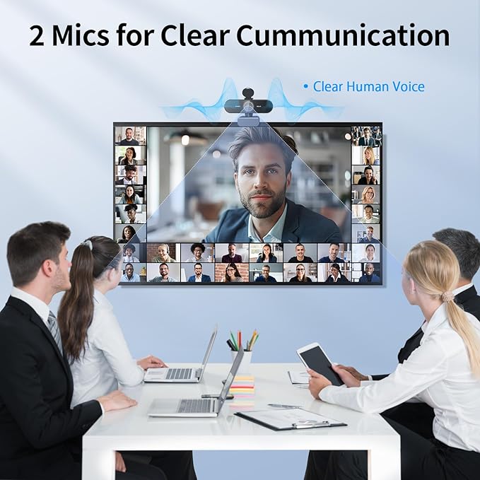 EMEET NOVA 4K Webcam with Tripod - 4K UHD, PDAF Autofocus, Adjustable Heights with 360° Swivel Head, 2 Noise-Cancelling Mics, USB Plug&Play, Privacy Cover, Ideal for Online Meetings&Live Streaming