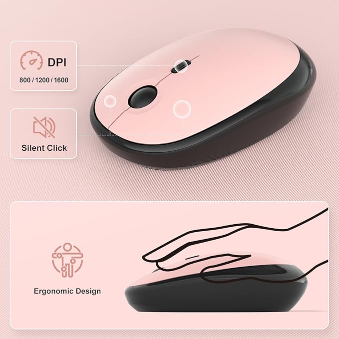 Wireless Keyboard Mouse Combo - Lovely BlackBerry-Gradient Rainbow Full-Sized Typewriter Colorful Keyboards, Round Keycap Plug Play Retro Cute Keyboards for Windows, Laptop, PC, Desktop, Computer