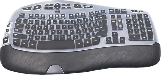 Ultra Thin Desktop PC Silicone Keyboard Cover Skin Protector Compatible with Logitech K350 MK550 MK570 Wireless Wave Keyboard (NOT for Other Desktop Keyboards) (Black)