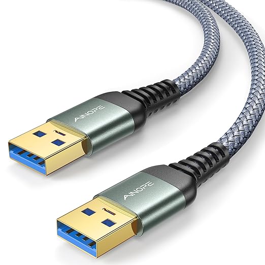 AINOPE USB to USB Cable, USB 3.0 A to A Male to Male Cable [Never Rupture] Double End Type A Cord Compatible with Hard Drive Enclosures, KVM, DVD Player, TV, Laptop Cooler, 3.3Ft/Grey