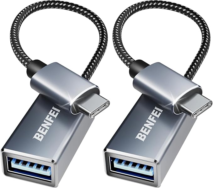 BENFEI USB C to USB 3.0 Adapter, 2 Pack USB C to A Male to Female Adapter Compatible with iPhone 15 Pro/Max, MacBook Pro/Air 2023, iMac, S23, XPS 17