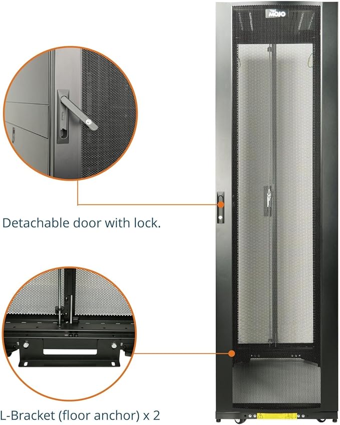 Tecmojo 45U Server Rack Cabinet - PRE-Assembled 24inch Width 43inch Depth IT Network Equipment Cabinet Rack Enclosure with Casters - 3000lbs Weight Capacity(06Black)