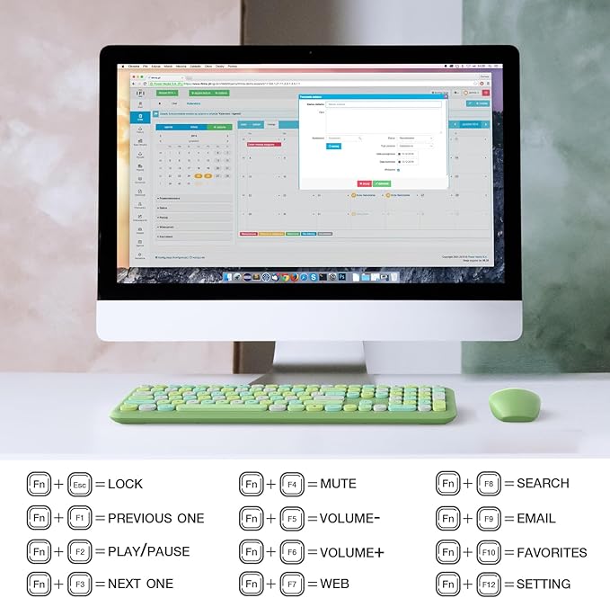 MOFII Wireless Keyboard and Mouse Combo Silent, Slim Compact 2.4G USB Full Size Wireless Mouse and Keyboard Combo, Cute 110 Keys for PC, Notebook, MacBook, Tablet, Laptop, Windows System