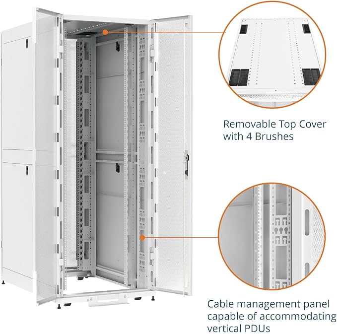 Tecmojo 42U Server Rack Cabinet - PRE-Assembled 32inch Width 43inch Depth IT Network Equipment Cabinet Rack Enclosure with Casters - 3000lbs Weight Capacity, White