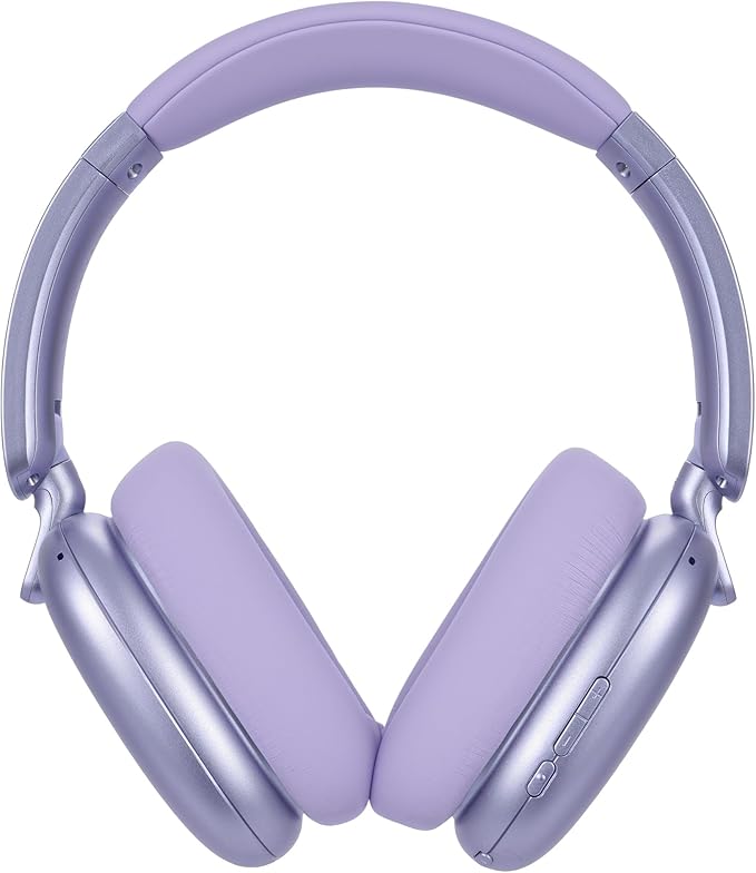 RORSOU C6 Active Noise Cancelling Headphones, Wireless Over Ear Bluetooth Headphones, 60H Playtime, Lightweight Folding Deep Bass Comfort Fit Ear Cups Headset with Mic for iPad/Travel/PC/Home Purple