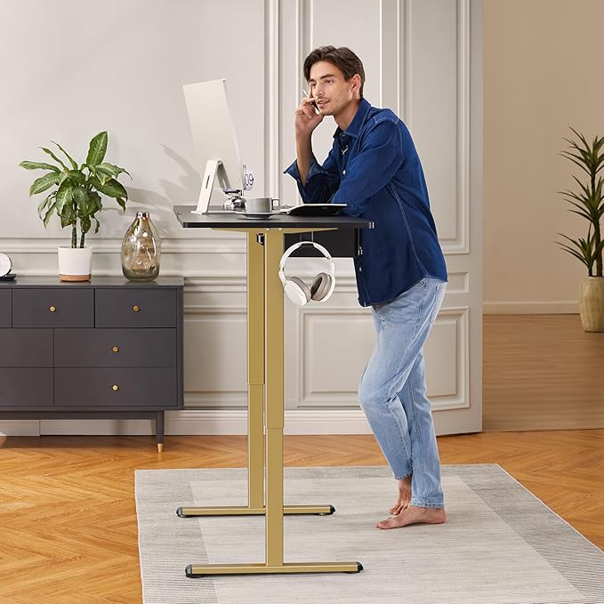 ErGear Electric Stand up Desk Frame,4 Memory Height Settings Height Adjustable Table Legs, Sit Stand Desk Frame Up to 47.2", Ergonomic Standing Desk Base Workstation, Gold Frame Only
