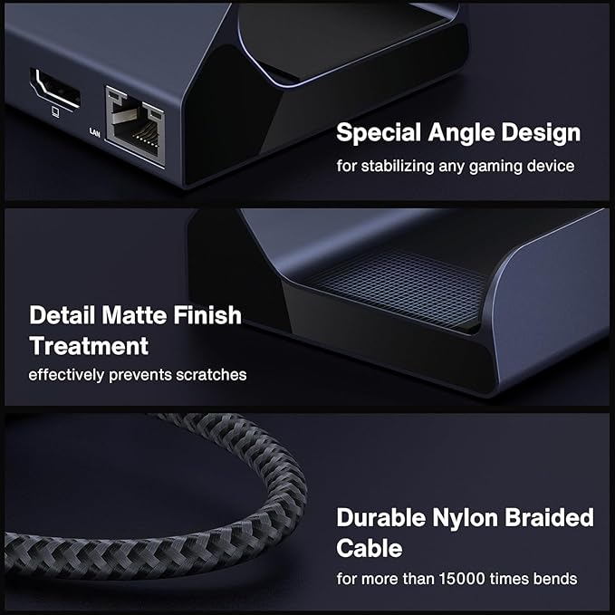 iVANKY 4K@144Hz Steam Deck Dock, 8-in-1 Docking Station for ASUS ROG Ally X/Legion Go/MSI Claw, ROG Alloy/Valve Stream Deck OLED Hub, HDMI 2.1, 1Gbps Ethernet, 3*USB-A 3.0, 100W Charge