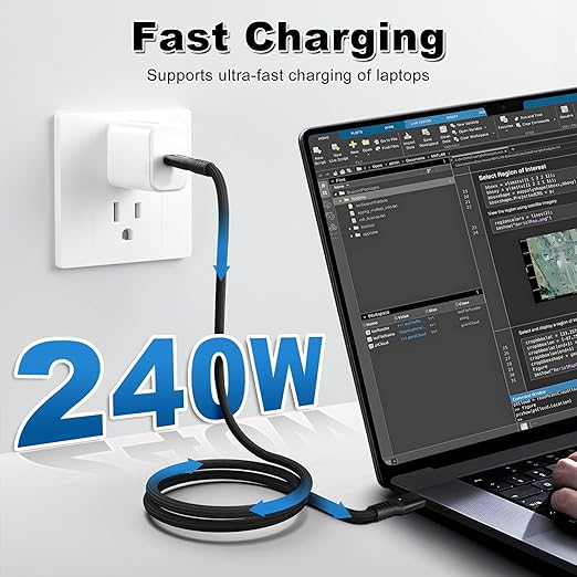 40Gbps Thunderbolt 4 Cable 3.3ft USB C to USB C Cable, 240W(5A) Charging Cord, Braided Type C Cable Compatible for Dual 8K/4K Display, USB4, SSD, eGPU, Mac Studio/mini, iPhone