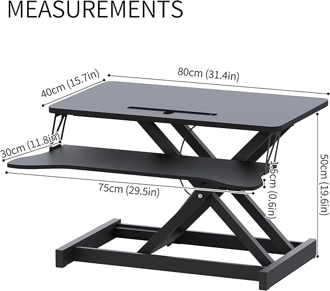 Panana Standing Desk Height Adjustable Sit to Stand Converter Stand Up Desk Tabletop Workstation Dual Monitor Desk Riser for Home Office (32")
