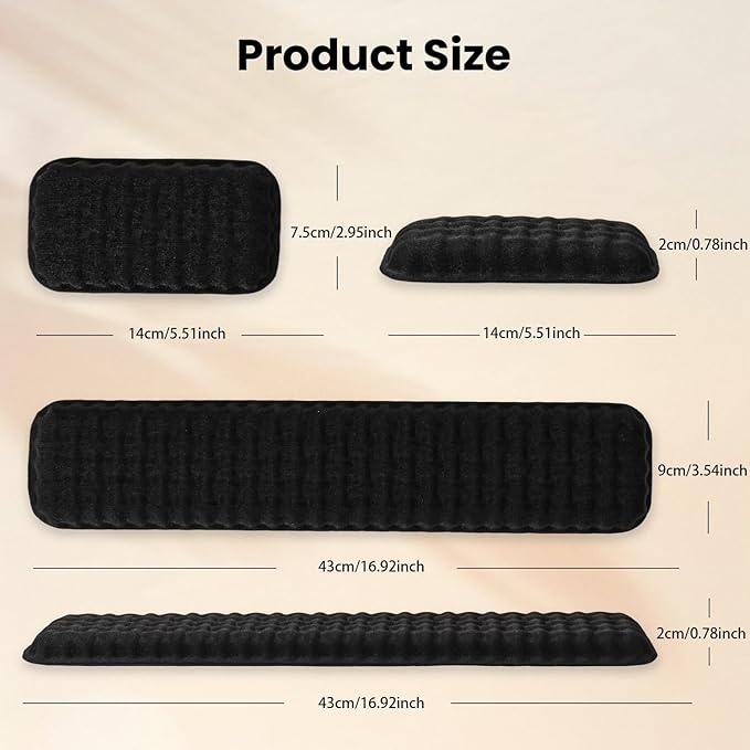 Wrist Rest for Keyboard and Mouse - Keyboard Wrist Rest Set with Non-Slip Silicone Base, Ergonomic Wrist Rest for Keyboard, Laptop, Mac, Office, Work, Gaming