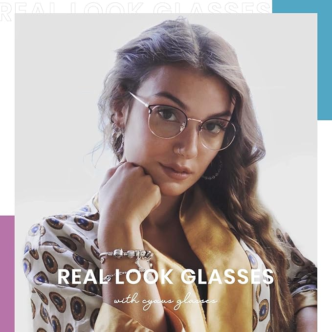 Cyxus Blue Light Glasses for Men and Women, Round Metal Frame Computer Eyeglasses for Office, Gaming, Reading 8090
