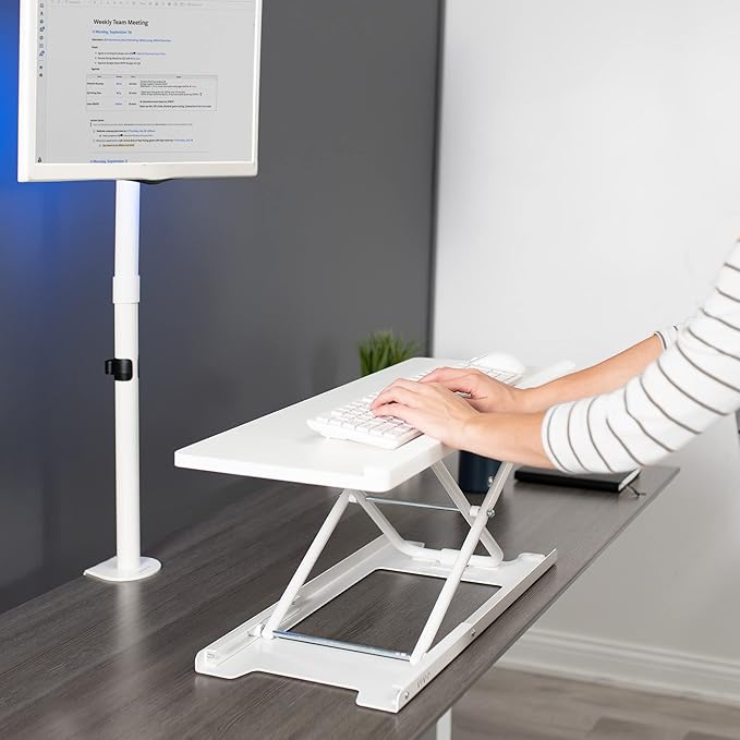VIVO Single Top 27 inch Heavy-Duty Scissors Lift Keyboard and Mouse Riser, Designed for Ergonomic Sit Stand Workstations, White, DESK-V000PW