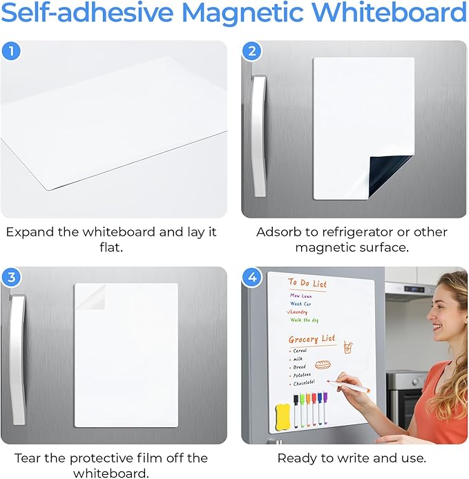 M&G Magnetic Dry Erase Board for Fridge, 19”x 13” Fridge Whiteboard for Kitchen, Refrigerator White Board Set with 6 Markers and Eraser, to Do List, Family Schedule Planning Board