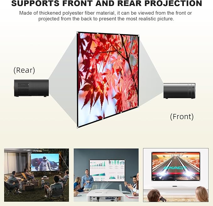 100-inch Projector Screen 4K 16:9 HD Foldable Washable Portable Projection Movies Screens Support Double Sided Projection for Home Theater Backyard Outdoor Indoor