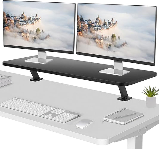 VIVO Black Clamp-on Large 40 inch Ergonomic Desk Shelf, Dual Computer Monitor and Laptop Riser Stand - Desk Organizer for 2 Screens STAND-SHELF40B
