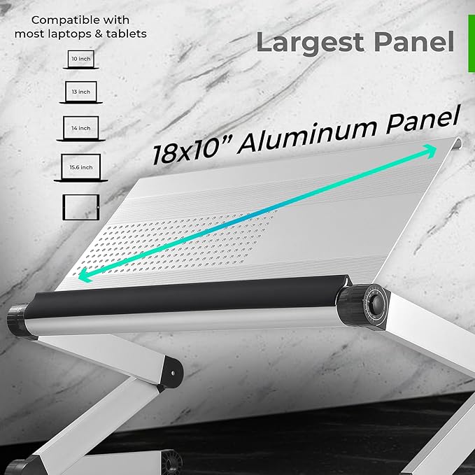Uncaged Ergonomics WorkEZ Executive Adjustable Laptop Stand for Desk, Adjustable Height Foldable Aluminum Computer Stand, Cooling Laptop Holder, Notebook Computer Riser for Desk, Silver