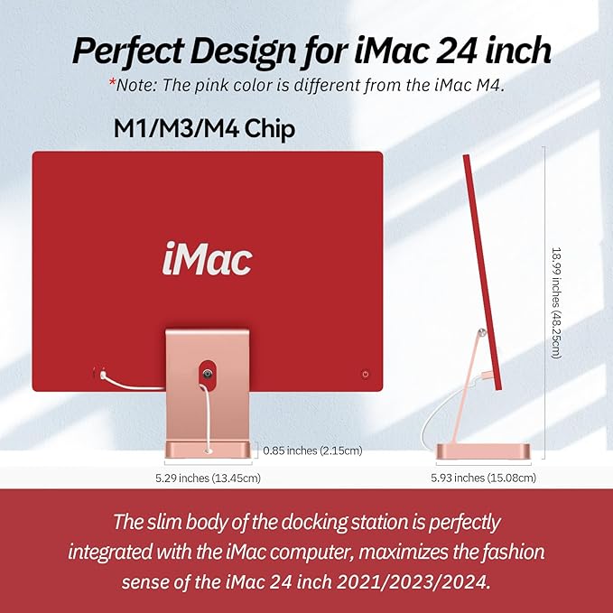 USB C Hub for iMac 24 inch 2021/2023/2024, Minisopuru iMac Hub Support M.2 NVMe SSD, iMac Accessories for iMac M1/M3/M4, iMac Adapter with USB A/C 10Gbps, SD/TF, M.2 SSD (Not Included), Pink.
