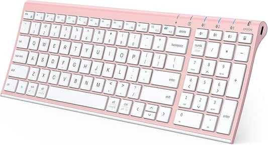 iClever BK10 Bluetooth Keyboard, Wireless Rechargeable Ultra-Slim Keyboard with Long Battery Life, Compatible with iOS, Android, Windows, Mac for iPad, Tablet, Laptop, PC, Phone
