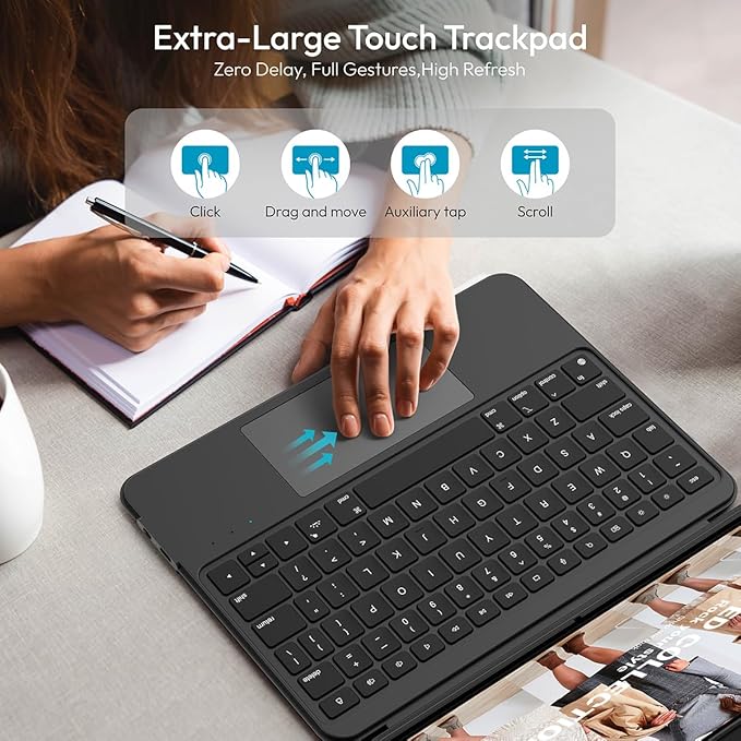 Rotatable Detachable Magnetic Keyboard Case for 10.2-inch iPad 9/8/7 th Gen,with Large Touch Trackpad,7 Backlits,Portrait & Landscape, Full Protect,Black